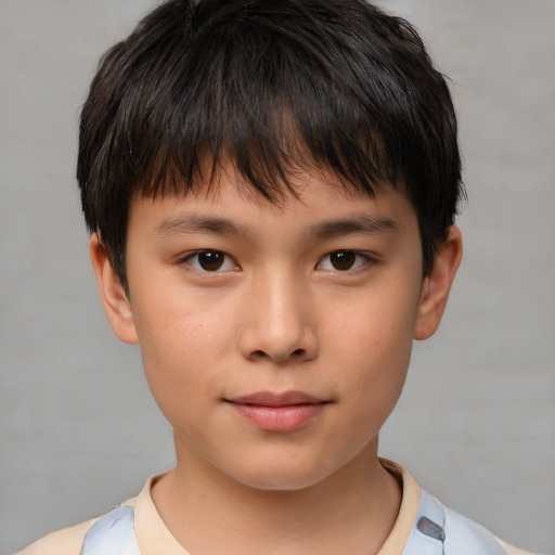 Neutral white child male with short  brown hair and brown eyes