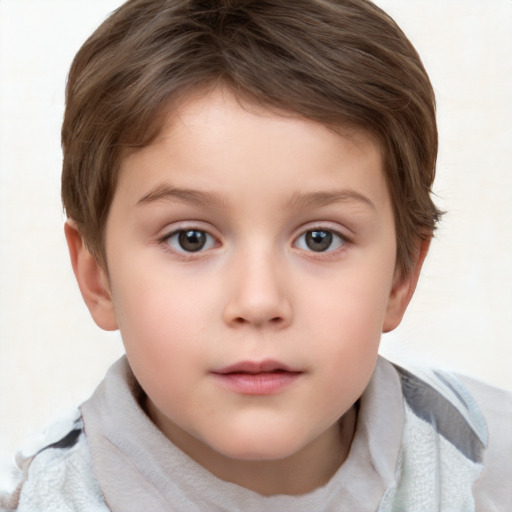 Neutral white child female with short  brown hair and brown eyes