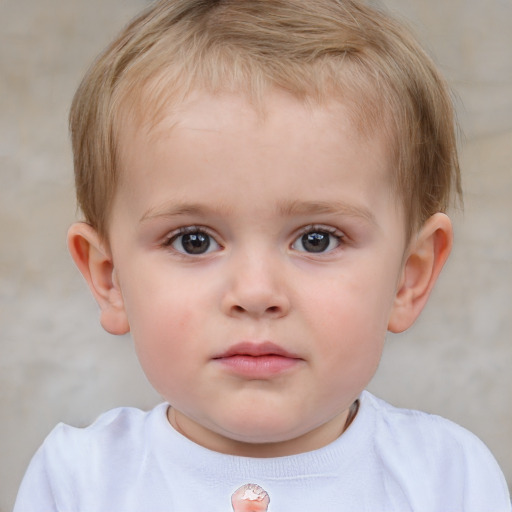 Neutral white child male with short  brown hair and brown eyes