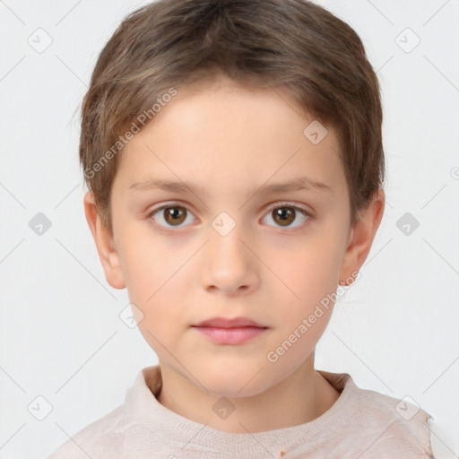 Neutral white child male with short  brown hair and brown eyes