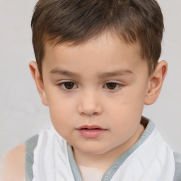 Neutral white child male with short  brown hair and brown eyes