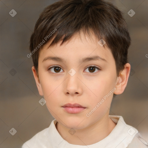 Neutral white child male with short  brown hair and brown eyes