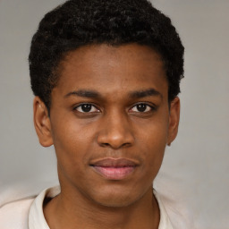 Neutral black young-adult male with short  brown hair and brown eyes