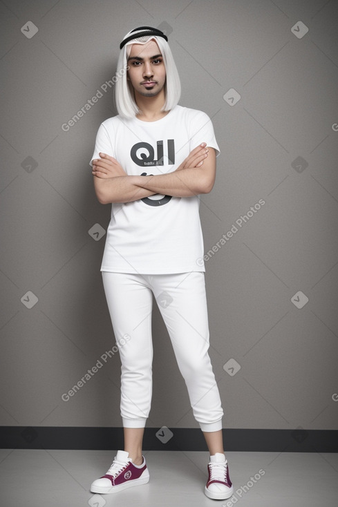 Qatari adult non-binary with  white hair