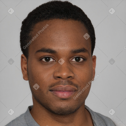 Neutral black young-adult male with short  brown hair and brown eyes