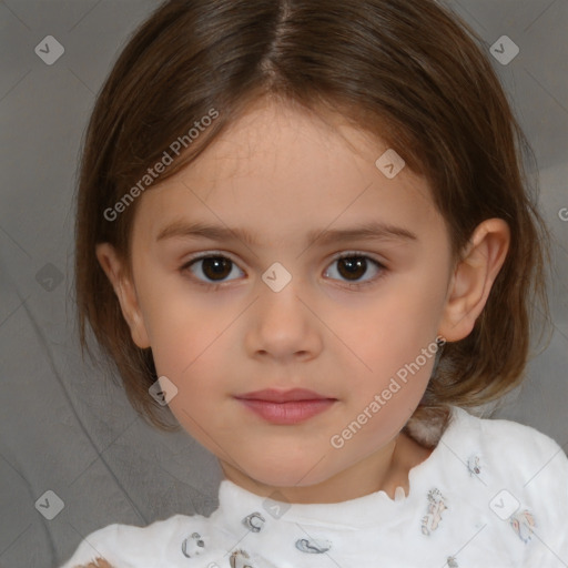 Neutral white child female with medium  brown hair and brown eyes