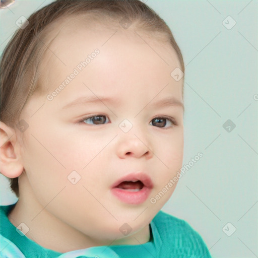 Neutral white child female with short  brown hair and brown eyes