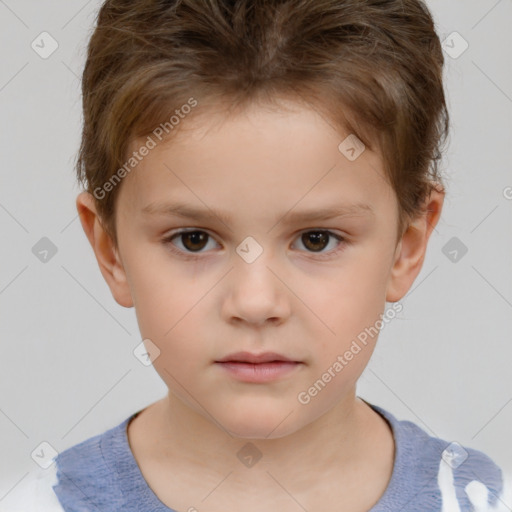 Neutral white child male with short  brown hair and brown eyes