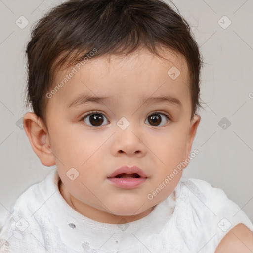 Neutral white child male with short  brown hair and brown eyes