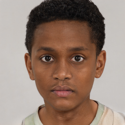 Neutral black child male with short  brown hair and brown eyes