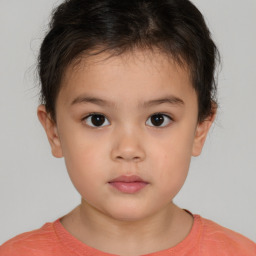 Neutral white child female with short  brown hair and brown eyes