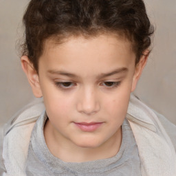 Neutral white child female with short  brown hair and brown eyes