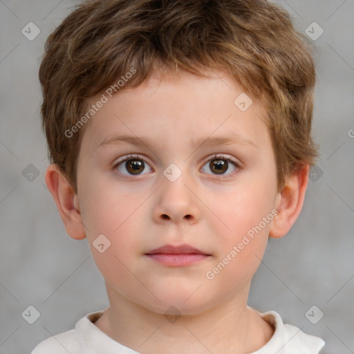 Neutral white child male with short  brown hair and brown eyes