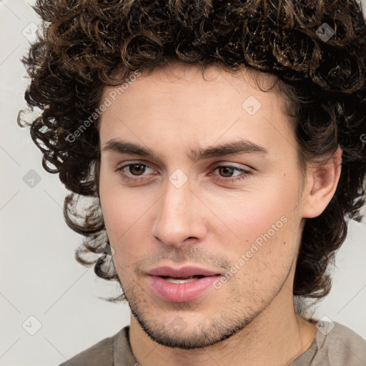 Neutral white young-adult male with medium  brown hair and brown eyes