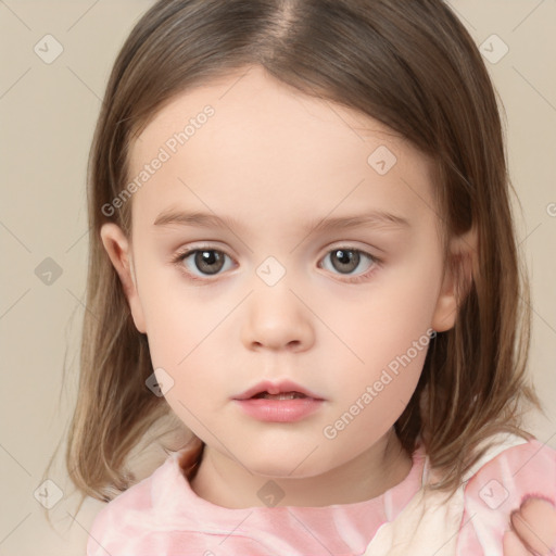 Neutral white child female with medium  brown hair and brown eyes