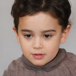 Neutral white child female with short  brown hair and brown eyes