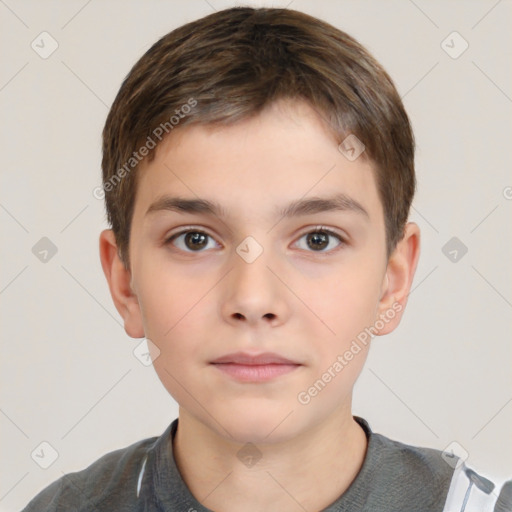 Neutral white child male with short  brown hair and brown eyes