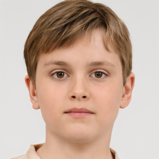 Neutral white child male with short  brown hair and grey eyes