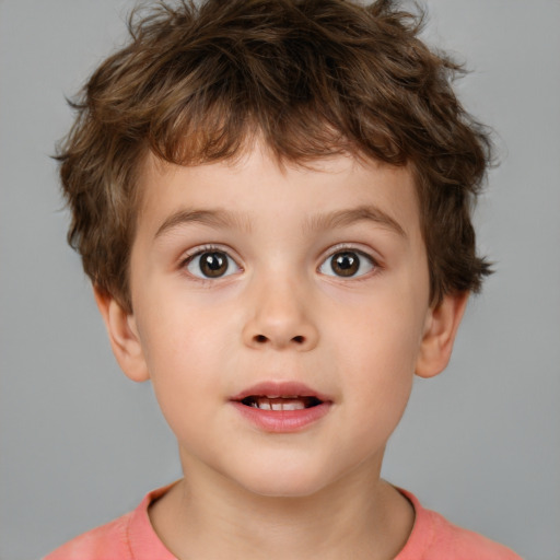 Neutral white child male with short  brown hair and brown eyes