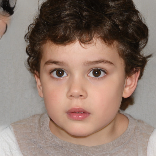 Neutral white child male with medium  brown hair and brown eyes