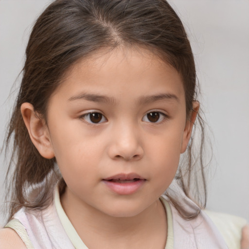 Neutral white child female with medium  brown hair and brown eyes