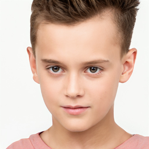 Neutral white child male with short  brown hair and brown eyes