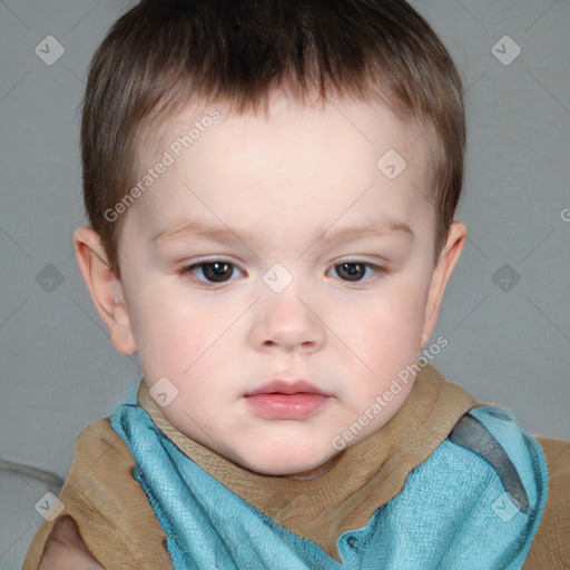 Neutral white child male with short  brown hair and brown eyes