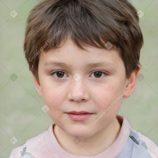 Neutral white child male with short  brown hair and brown eyes