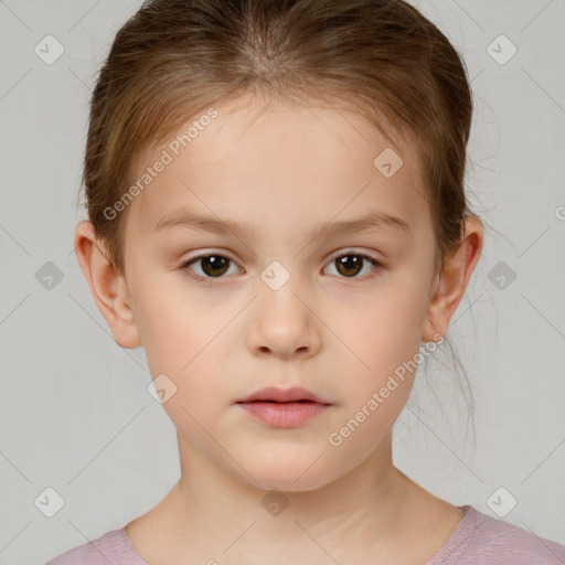 Neutral white child female with short  brown hair and brown eyes