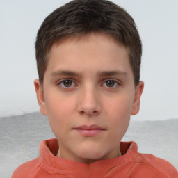 Neutral white child male with short  brown hair and brown eyes