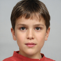 Neutral white child male with short  brown hair and brown eyes