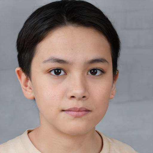 Neutral white young-adult female with short  brown hair and brown eyes