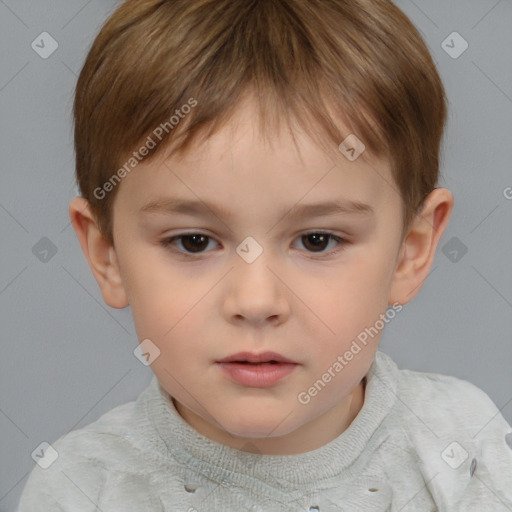 Neutral white child female with short  brown hair and brown eyes