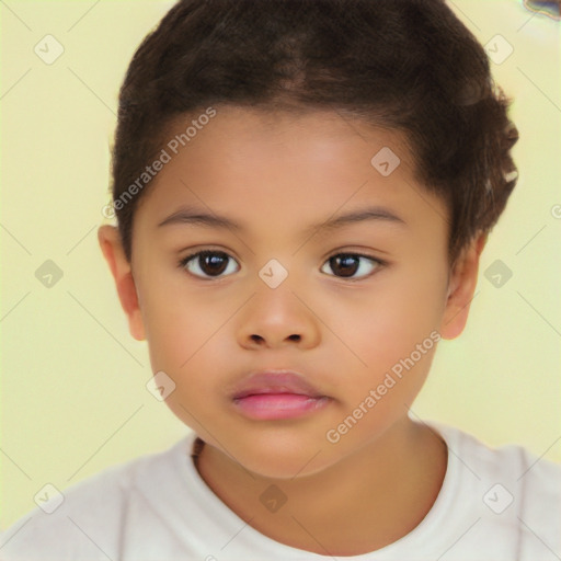 Neutral white child female with short  brown hair and brown eyes