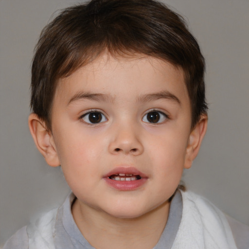 Neutral white child male with medium  brown hair and brown eyes