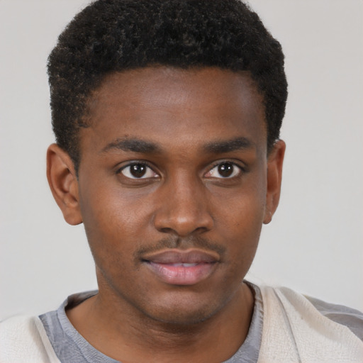 Neutral black young-adult male with short  brown hair and brown eyes