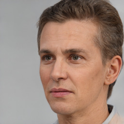 Neutral white adult male with short  brown hair and brown eyes