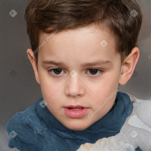 Neutral white child male with short  brown hair and brown eyes