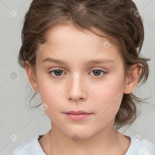 Neutral white child female with medium  brown hair and brown eyes