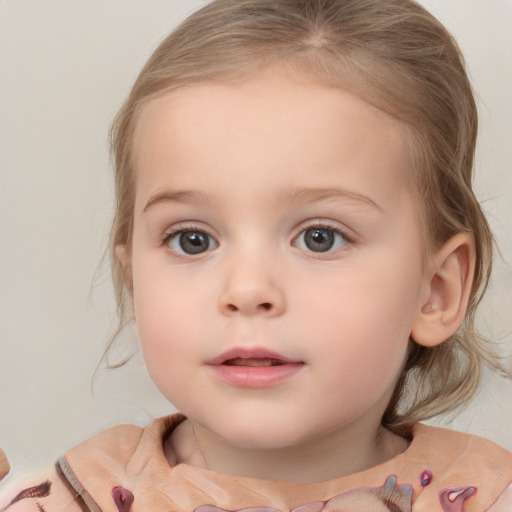 Neutral white child female with medium  brown hair and brown eyes