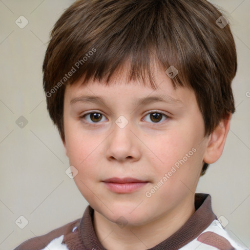 Neutral white child male with short  brown hair and brown eyes