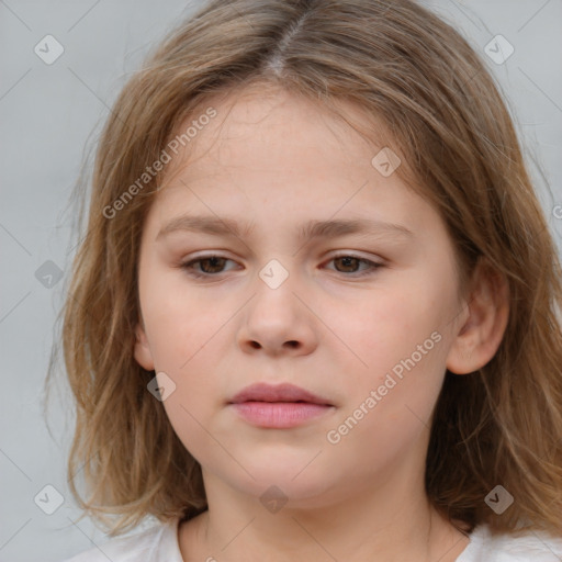 Neutral white child female with medium  brown hair and brown eyes