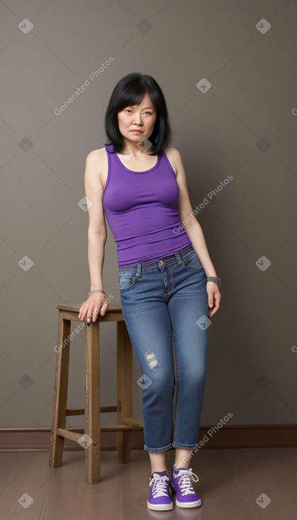 Mongolian 45 years female with  black hair