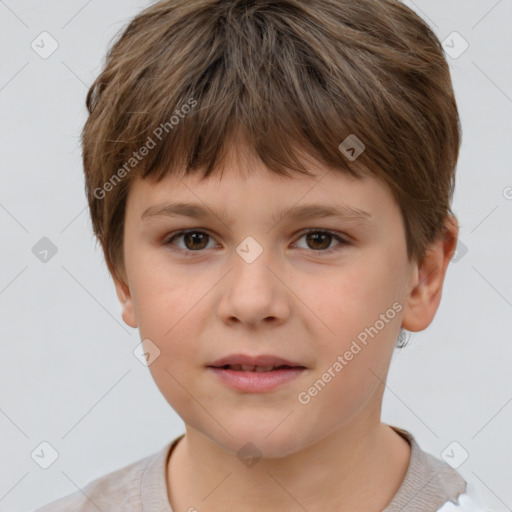 Neutral white child male with short  brown hair and brown eyes