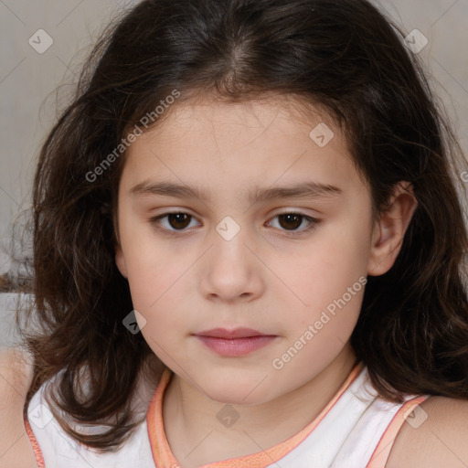 Neutral white child female with medium  brown hair and brown eyes