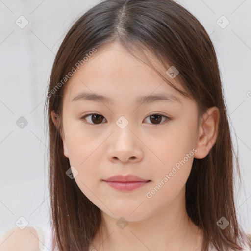 Neutral white child female with medium  brown hair and brown eyes