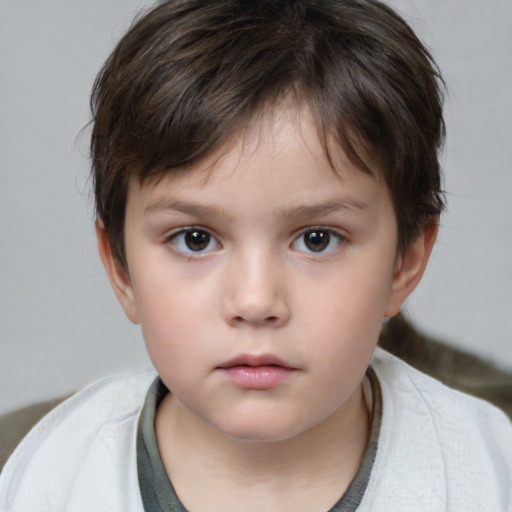 Neutral white child male with medium  brown hair and brown eyes