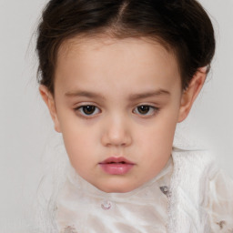 Neutral white child female with short  brown hair and brown eyes