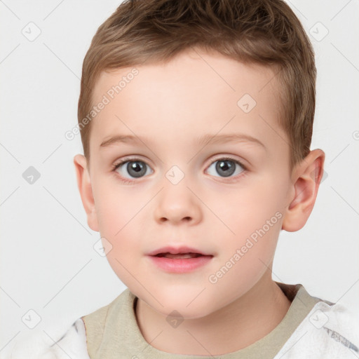 Neutral white child male with short  brown hair and brown eyes