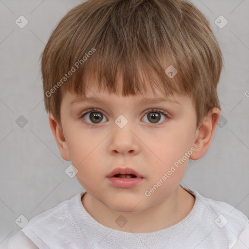 Neutral white child male with short  brown hair and brown eyes